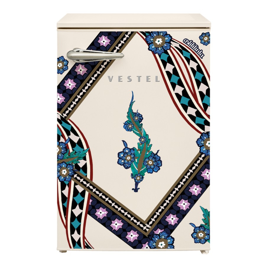 Vestel x Aslı Filinta Retro SB14411 Bej Saz Buzdolabı Vestel x Aslı Filinta Retro SB14411 Bej Saz Buzdolabı