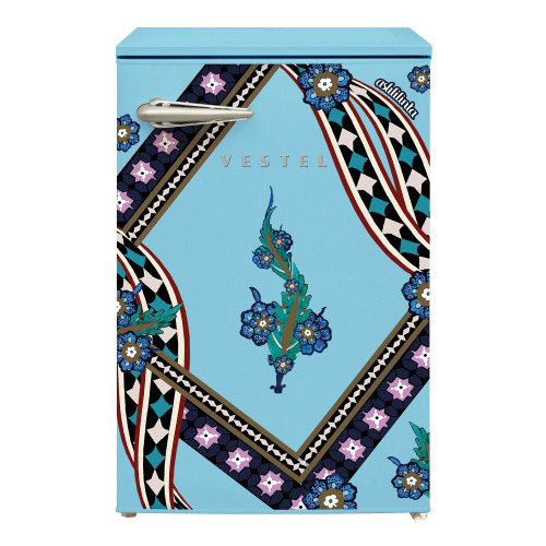 Vestel x Aslı Filinta Retro SB14011 Düş Mavisi Saz Buzdolabı Vestel x Aslı Filinta Retro SB14011 Düş Mavisi Saz Buzdolabı